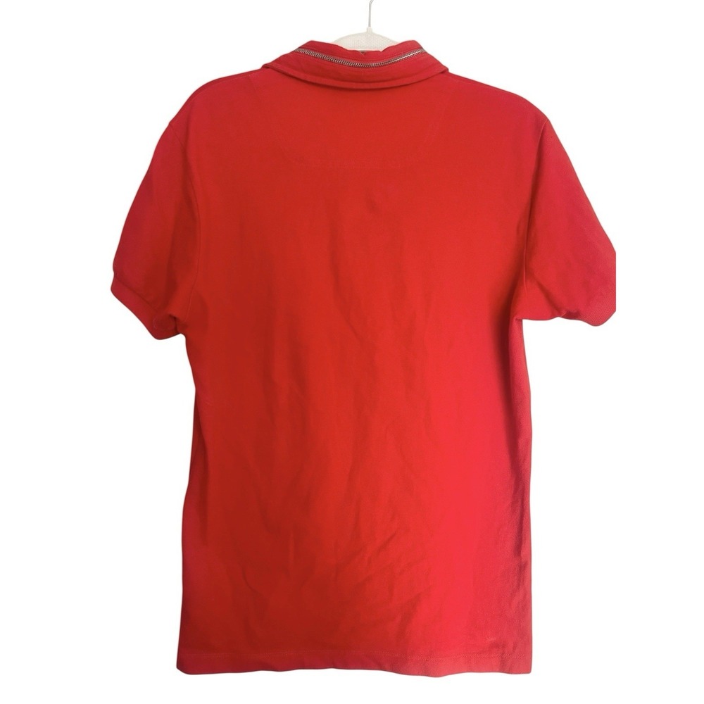 Men's Diesel Y2K Red Polo Shirt Zipper Detail Collar Metal Logo Casual Sz L Edgy - Picture 3 of 8